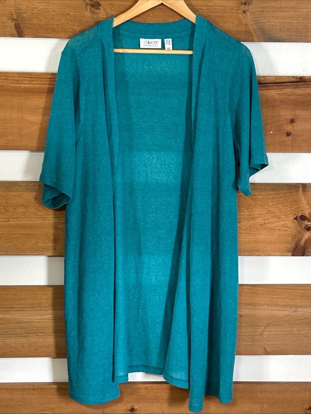 Denim & Co Short Sleeve Teal Open Front Lightweight Semi-Sheer Cardigan Size 2X